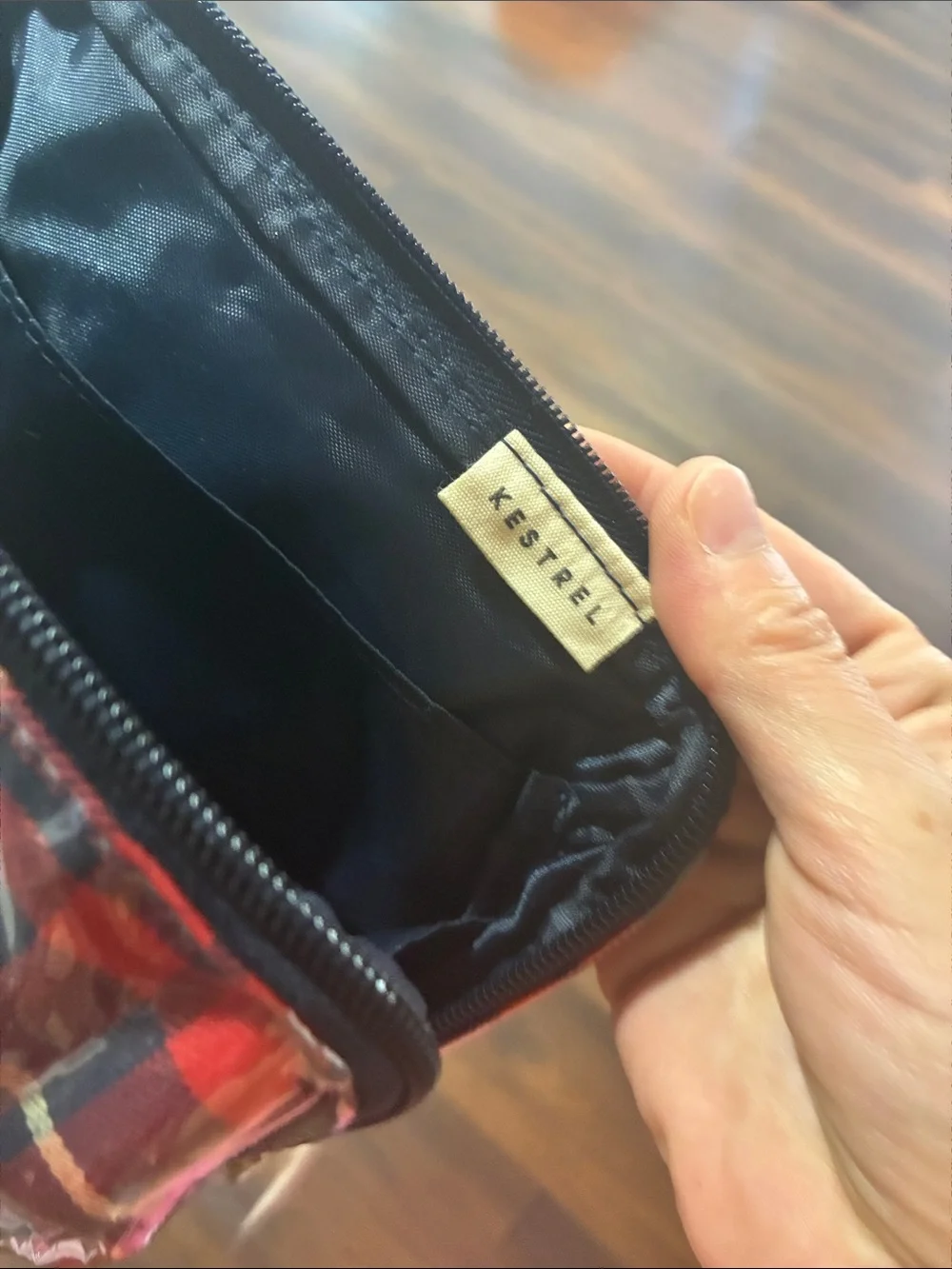 NEW KESTREL TARTAN HOLIDAY Plaid Zip Cosmetic MAKEUP Bag Red